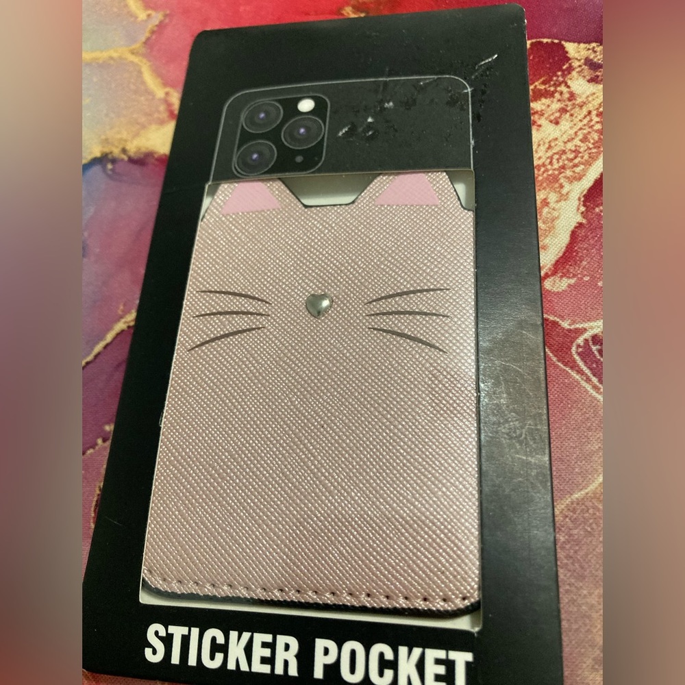 Cell Phone Sticker Pocket Wallet Kitten pink